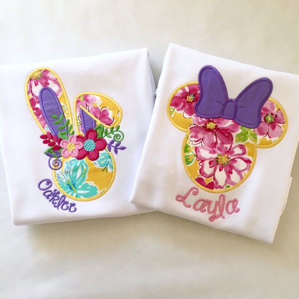 Spring Mouse Embroidered Ruffle Short Set