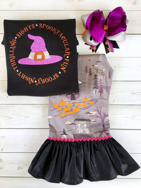 Glitter Witch Hat and Friends Single Ruffle Pant Set