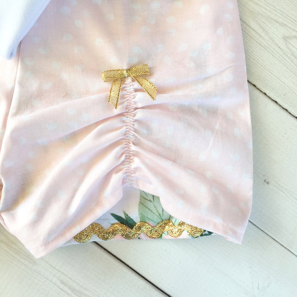 Her Majesty's *Pink Petals* Embroidered Carriage Peek-a-boo Shortie Set
