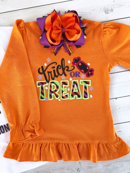 Trick or Treat Embroidered Candy Shirt " Only"