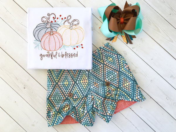 Grateful Embroidered Pumpkins Shirt ONLY