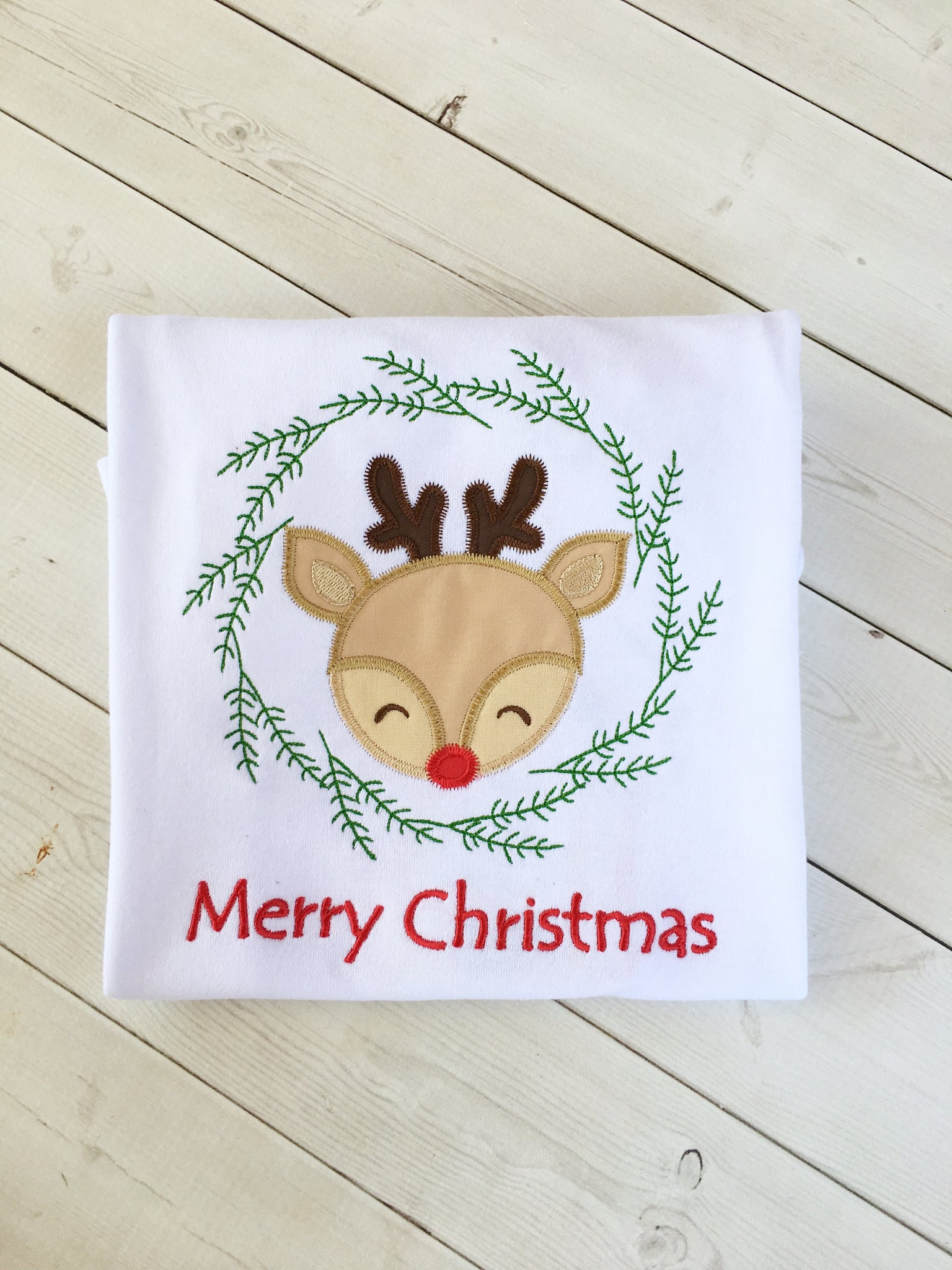 Boys Holly Jolly Embroidered Reindeer Shirt ONLY
