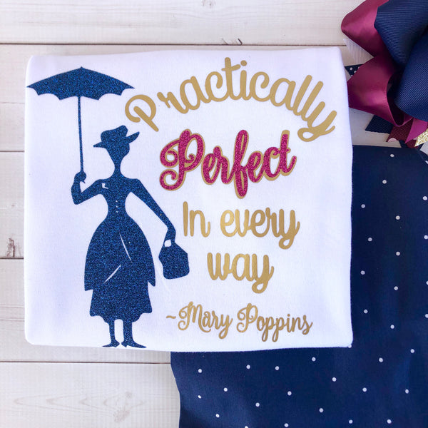 English Nanny Practically Perfect Glitter SHIRT ONLY