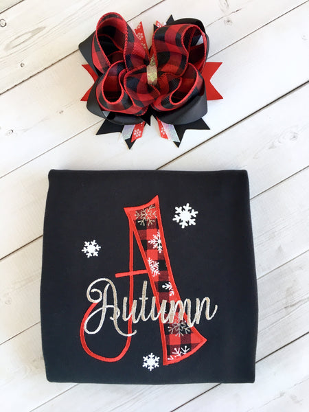 Embroidered Name & Snowflakes Shirt Only