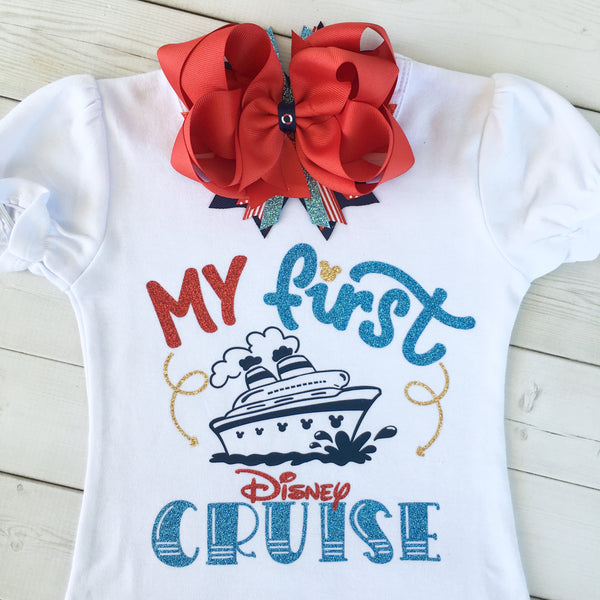 Cruisin' On The High Seas- "Cruise Ship" Glitter Striped Ruffle Shortie Set