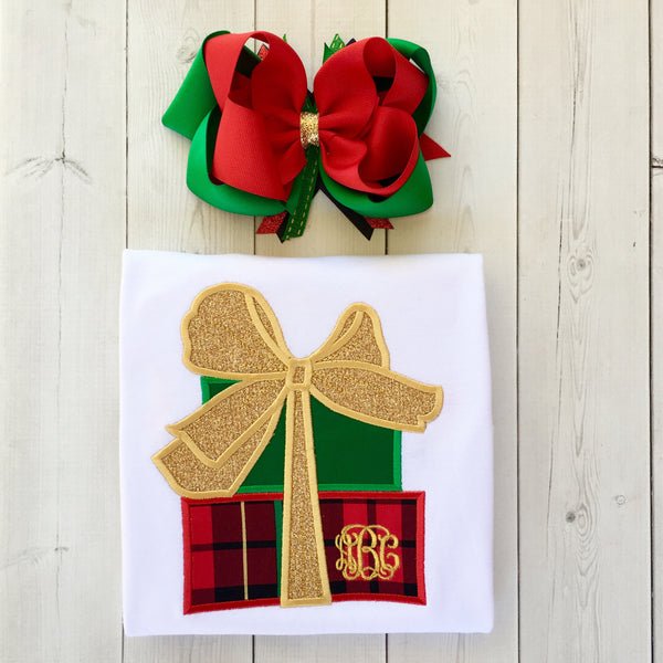Embroidered Christmas Presents Girls Shirt ONLY