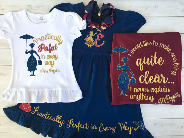 English Nanny Practically Perfect Glitter SHIRT ONLY