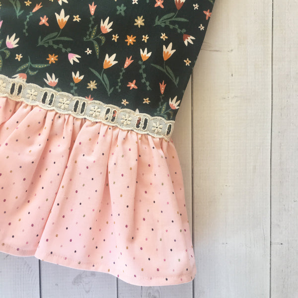 Embroidered Pumpkin Frame Single Ruffle Pant Set