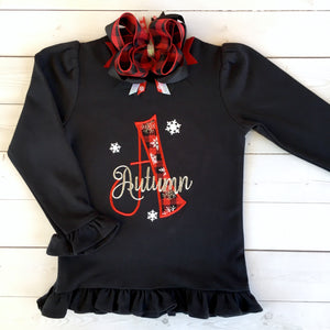 Embroidered Name & Snowflakes Shirt Only