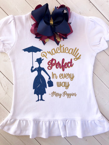 English Nanny Practically Perfect Glitter SHIRT ONLY