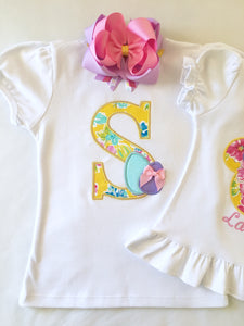 Easter Embroidered Initial Shirt ONLY