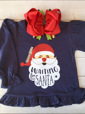 Waiting on Santa (Girl) Glitter Shirt Only
