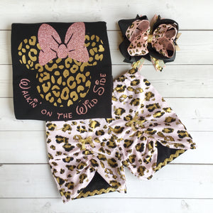 Walkin' On the Wild Side Girl's Cheetah Glitter Mouse Peekaboo Short Set