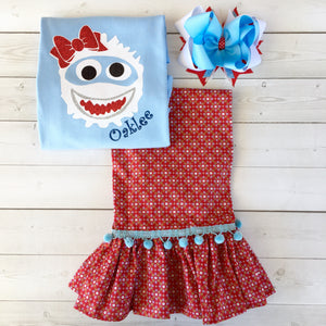 Christmas Yeti Glitter Ruffle Pant Set