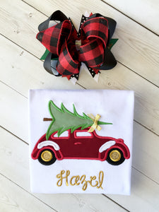Vintage Christmas Car Embroidered SHIRT ONLY