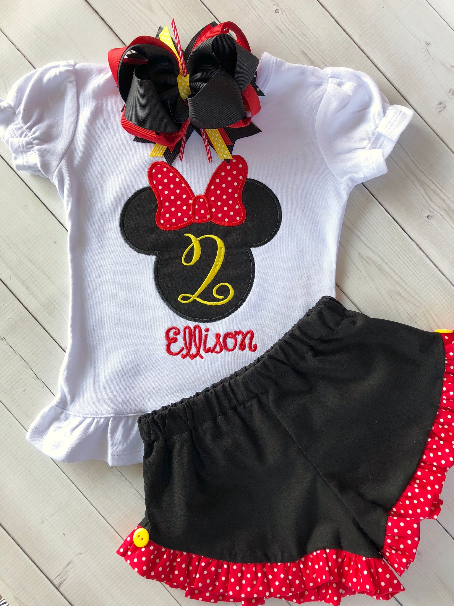 Red Fancy Mouse Birthday Celebration Embroidered Outfit