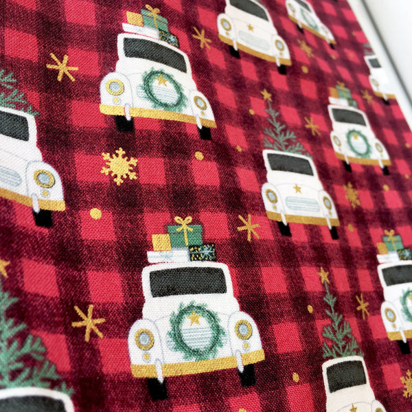 Vintage Christmas Car Embroidered Ruffle Pant Set