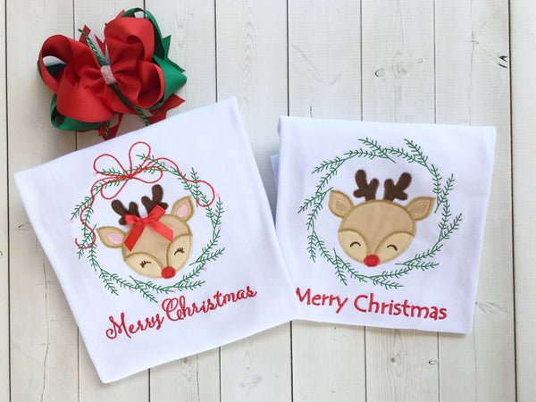 Boys Holly Jolly Embroidered Reindeer Shirt ONLY