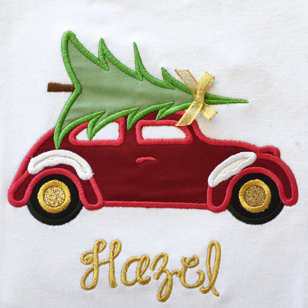 Vintage Christmas Car Embroidered SHIRT ONLY