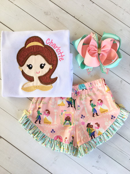 The Beauty Embroidered Princess Ruffle Shortie Set