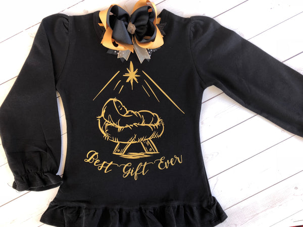 Baby Jesus in the Manger SHIRT ONLY (Girls)
