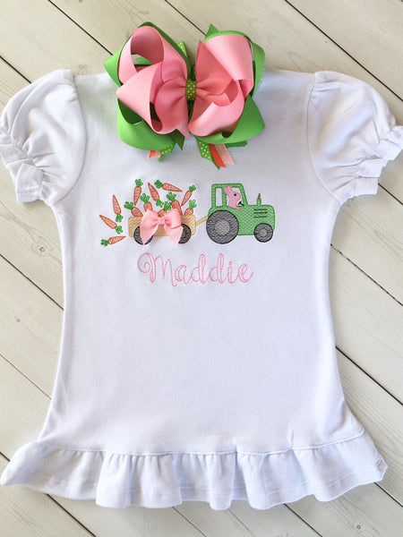 Girl Easter Bunny Tractor Sketch Shirt ONLY