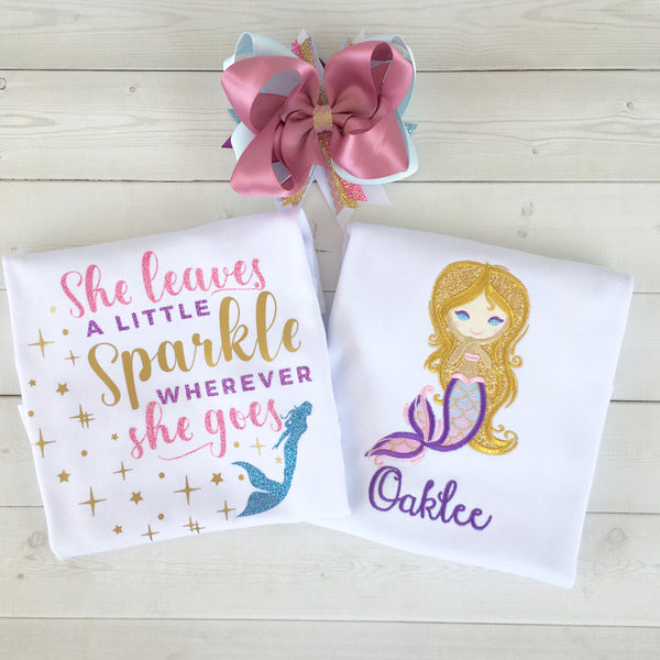 Majestic Mermaid "She Leaves A Little Sparkle" Ruffle Shortie Set