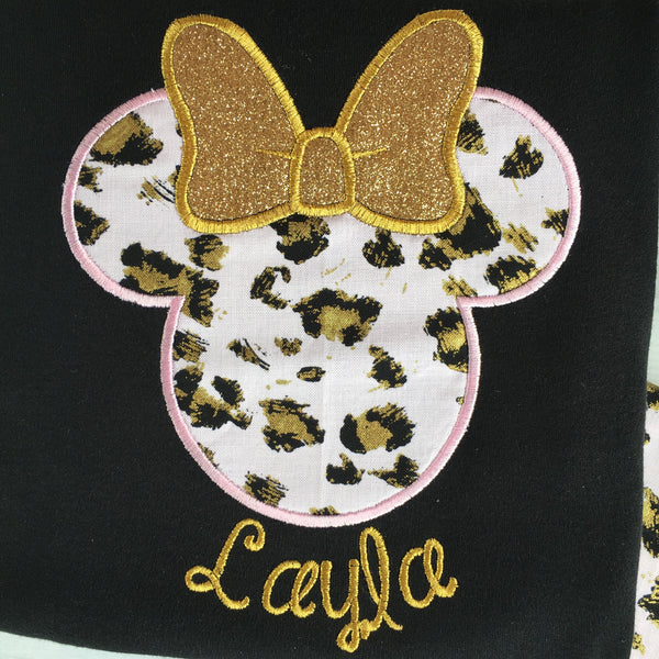 Walkin' On the Wild Side Girl's Cheetah Mouse Embroidered Peekaboo Short Set