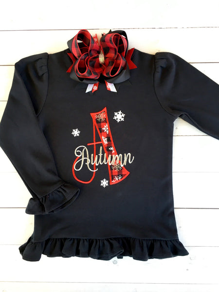 Embroidered Name & Snowflakes Shirt Only