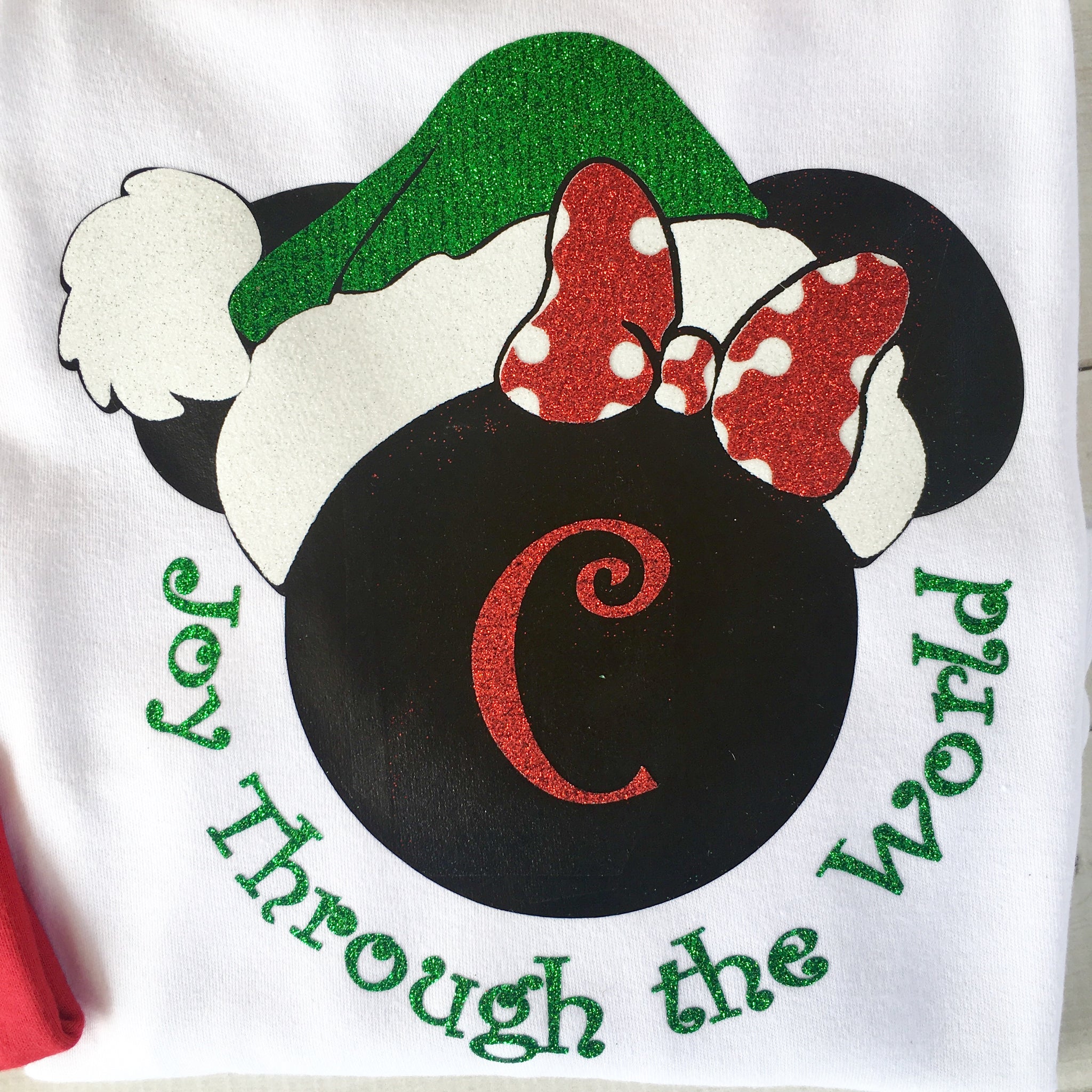 Santa Mouse Joy Through the World Glitter Shirt "ONLY"