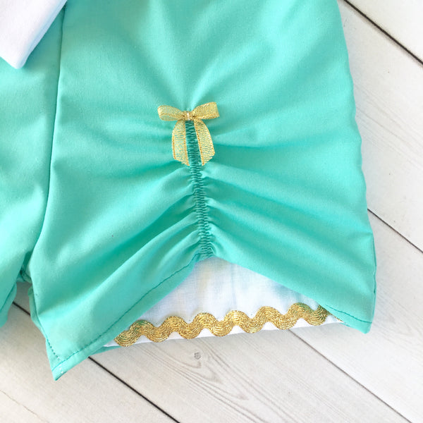 Arabian Princess Glitter Crown Shirt & Peek-A-Boo Short Set