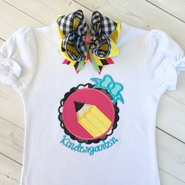 Little Miss Back To School Embroidered Pencil SHIRT ONLY