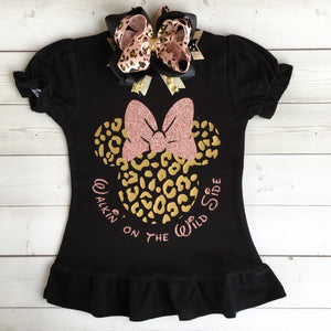 Walkin' On the Wild Side Girl's Cheetah Glitter Mouse Shirt ONLY