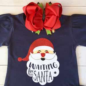 Waiting on Santa (Girl) Glitter Shirt Only