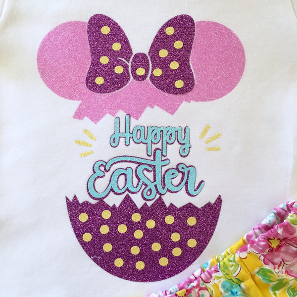 Happy Easter Glitter Cracked Egg Shirt ONLY