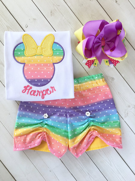 Rainbow Sherbet Mouse Peek-a-Boo Shortie Set