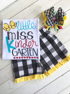 Little Miss *ANY GRADE* Back To School Glitter Vinyl Basic Ruffle Short Set