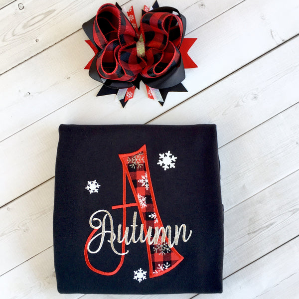 Embroidered Name & Snowflakes Shirt Only