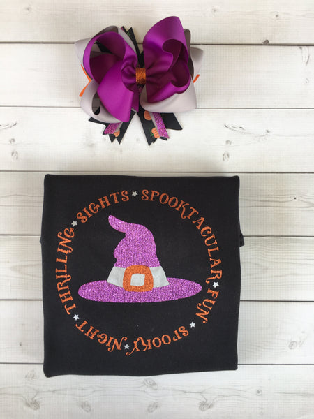 Glitter Witch Hat Girls Shirt ONLY