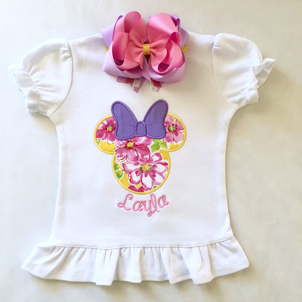 Spring Mouse Embroidered Ruffle Short Set