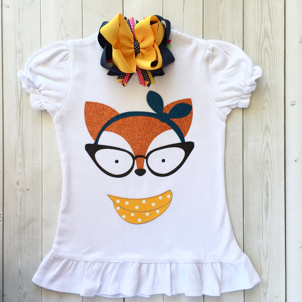 Hipster Glitter Fox Single Ruffle Pant Set