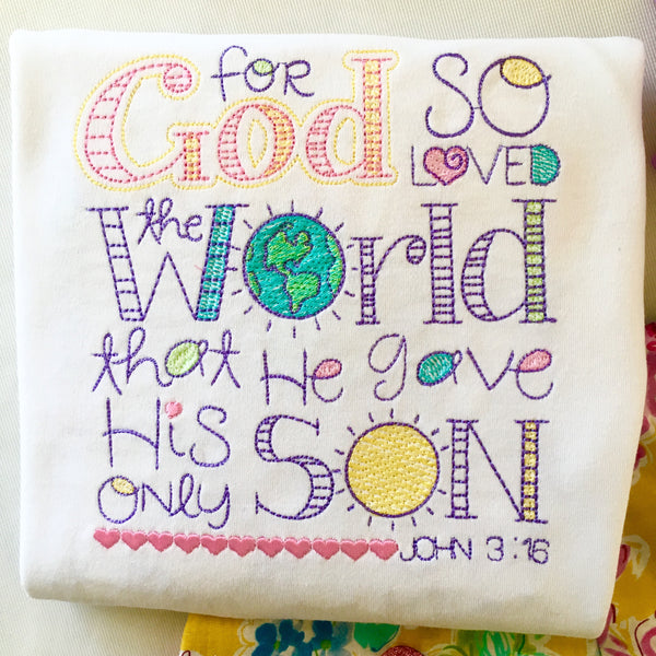 God So Loved Embroidered Basic Ruffled Short Set