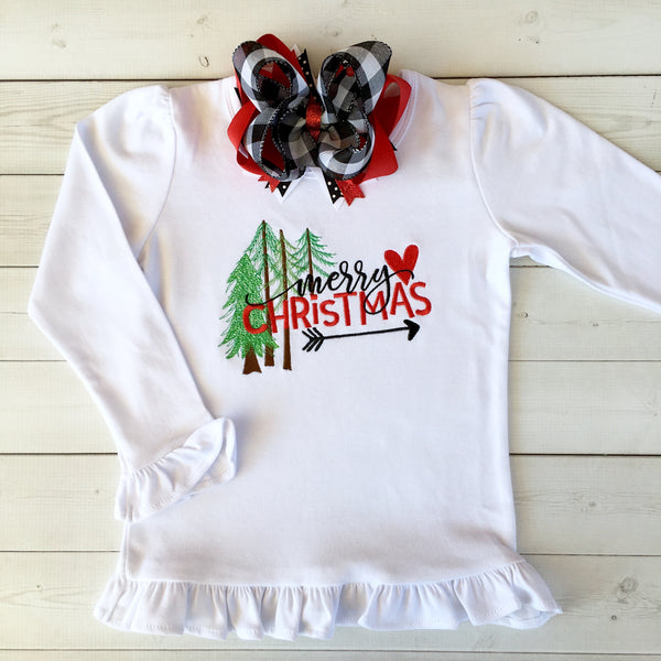 Merry Christmas Pines Embroidered Shirt Only