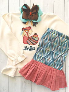 Grateful Embroidered Fox Single Ruffle Pant Set