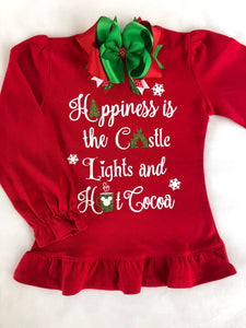Christmas Memories "Happiness is" Glitter SHIRT ONLY (Girls)