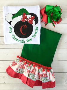 Santa Mouse Joy Through The World Girls Pant Set