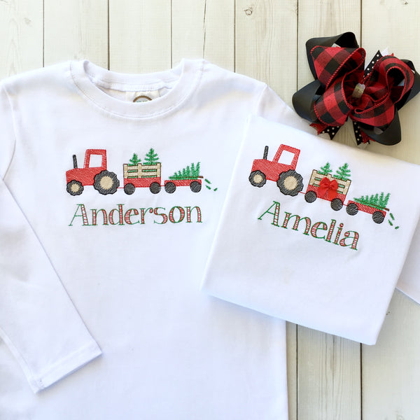 Christmas Tree Farm Boys Embroidered Shirt ONLY