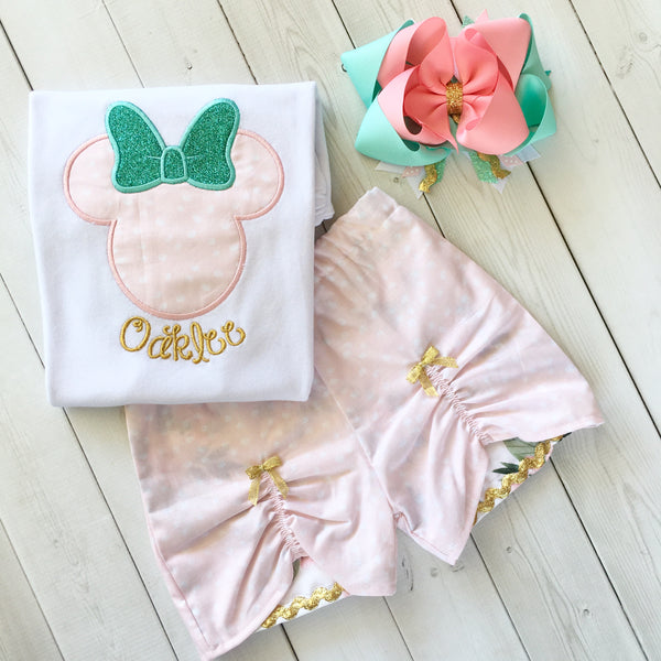 Her Majesty's Embroidered *Pink Petals* Mouse Peek-a-boo Shortie Set