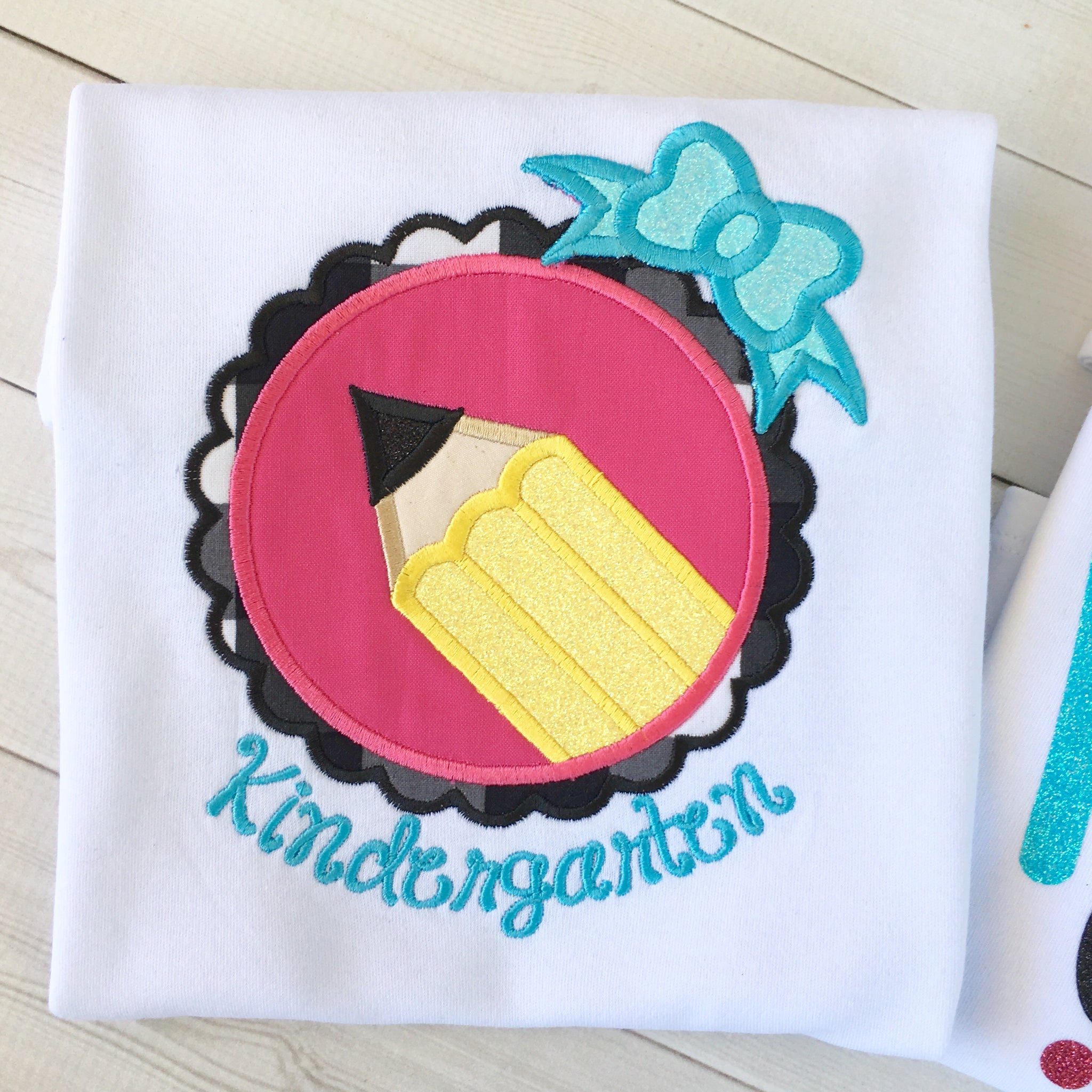 Little Miss Back To School Embroidered Pencil SHIRT ONLY