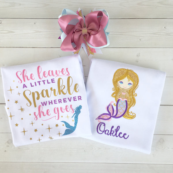 Majestic Mermaid Embroidered Peek-A-Boo Shortie Set